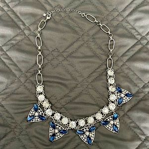 Beautiful silver & blue necklace with cubic zirconia stones